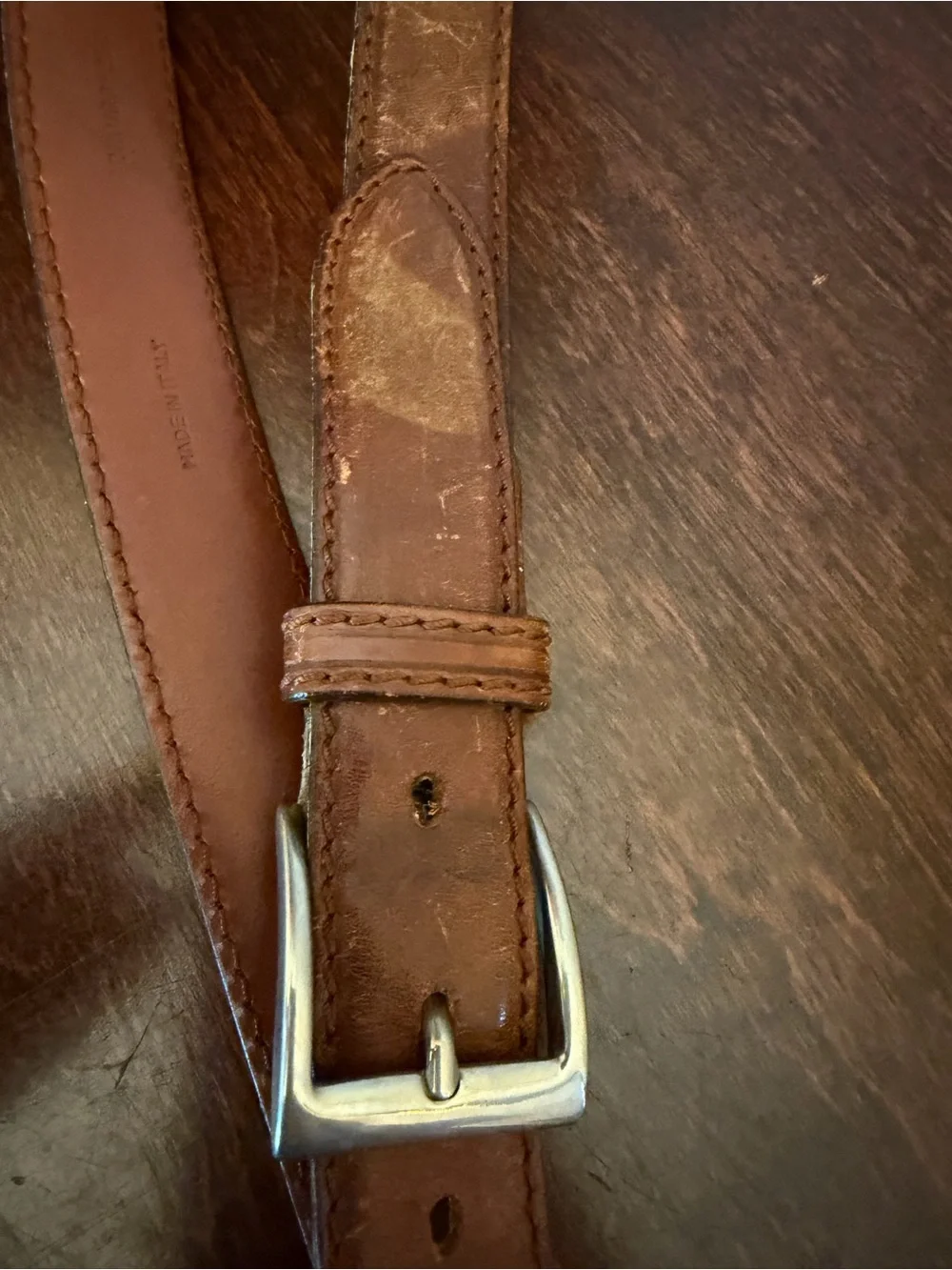 Vintage Polo Ralph Lauren Belt Size 36  Italian Leather #2110109-250 English Tan